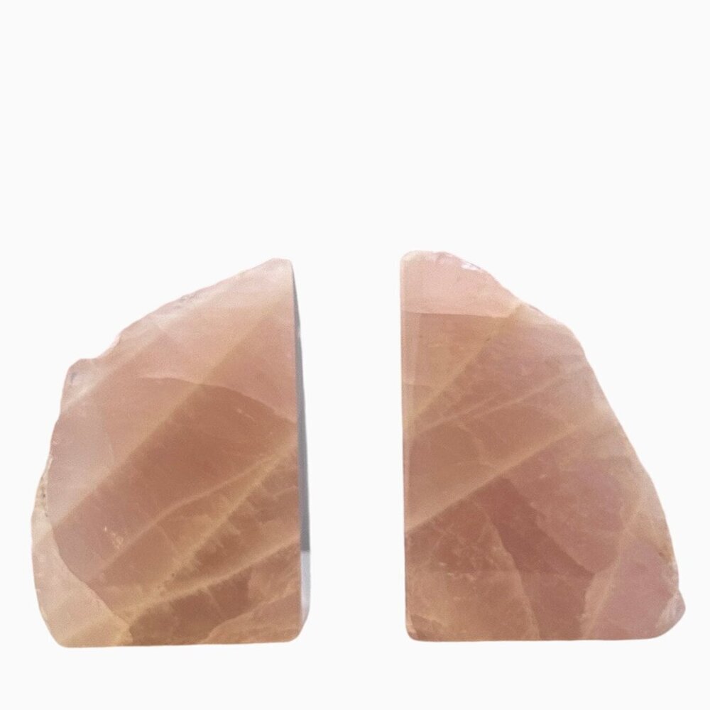 Pink Rose Quartz Crystal Bookends, Natural Characteristics Unique Bookshelf (AH) - Picture 2 of 10